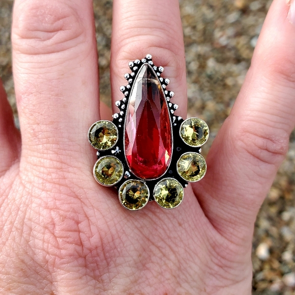 New Bi-Color Tourmaline & Citrine 925 Silver Ring. - Picture 7 of 14